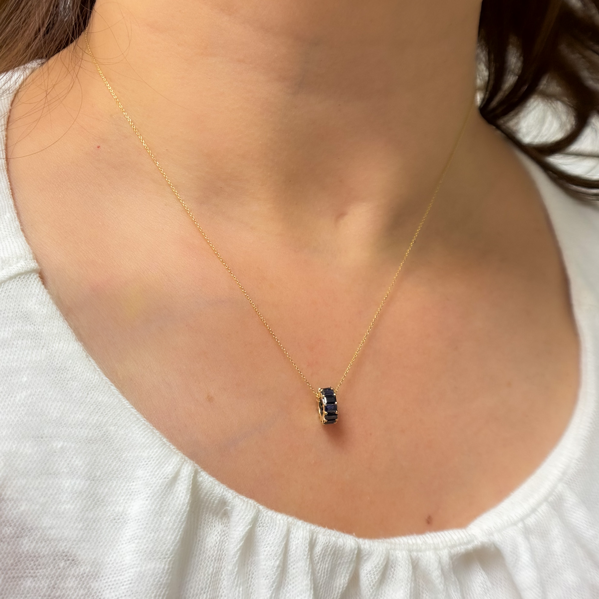 Buy 14K Solid Gold Baguette Shape Natural Gemstone Slider