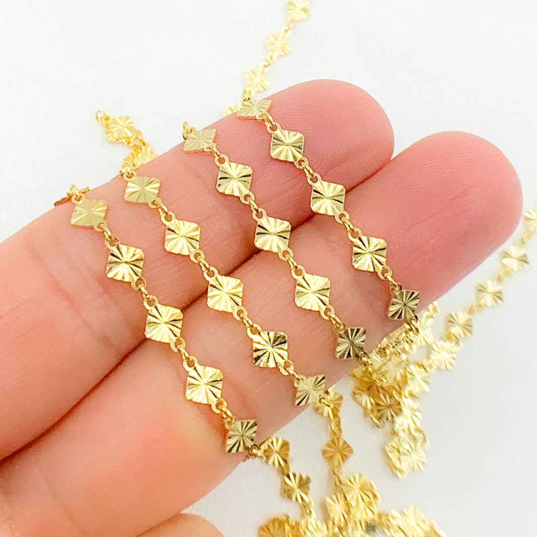 Gold Plated 925 Sterling Silver Hammered Diamond