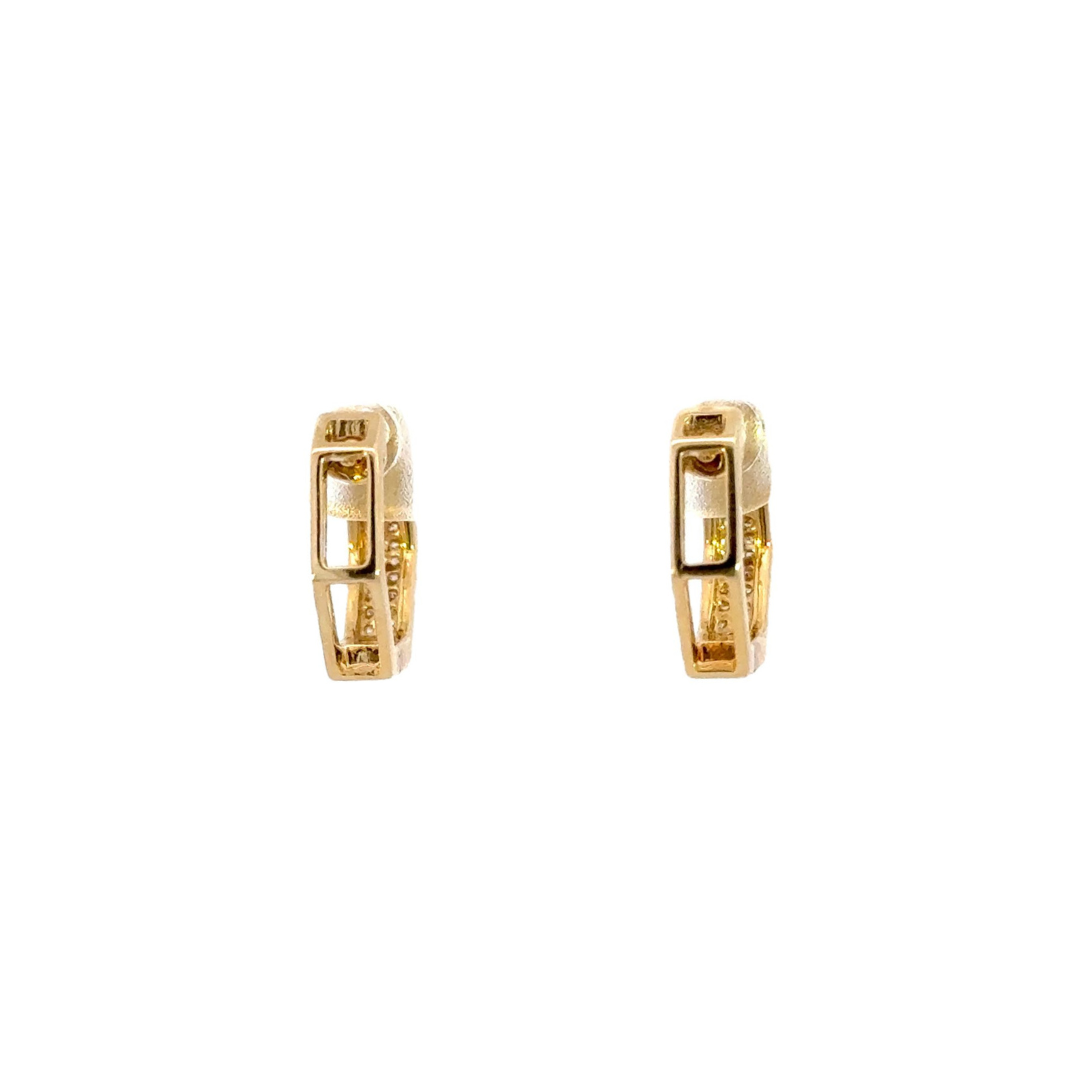 EHF56967. 14k Solid Gold Diamond Hexagon Hoops