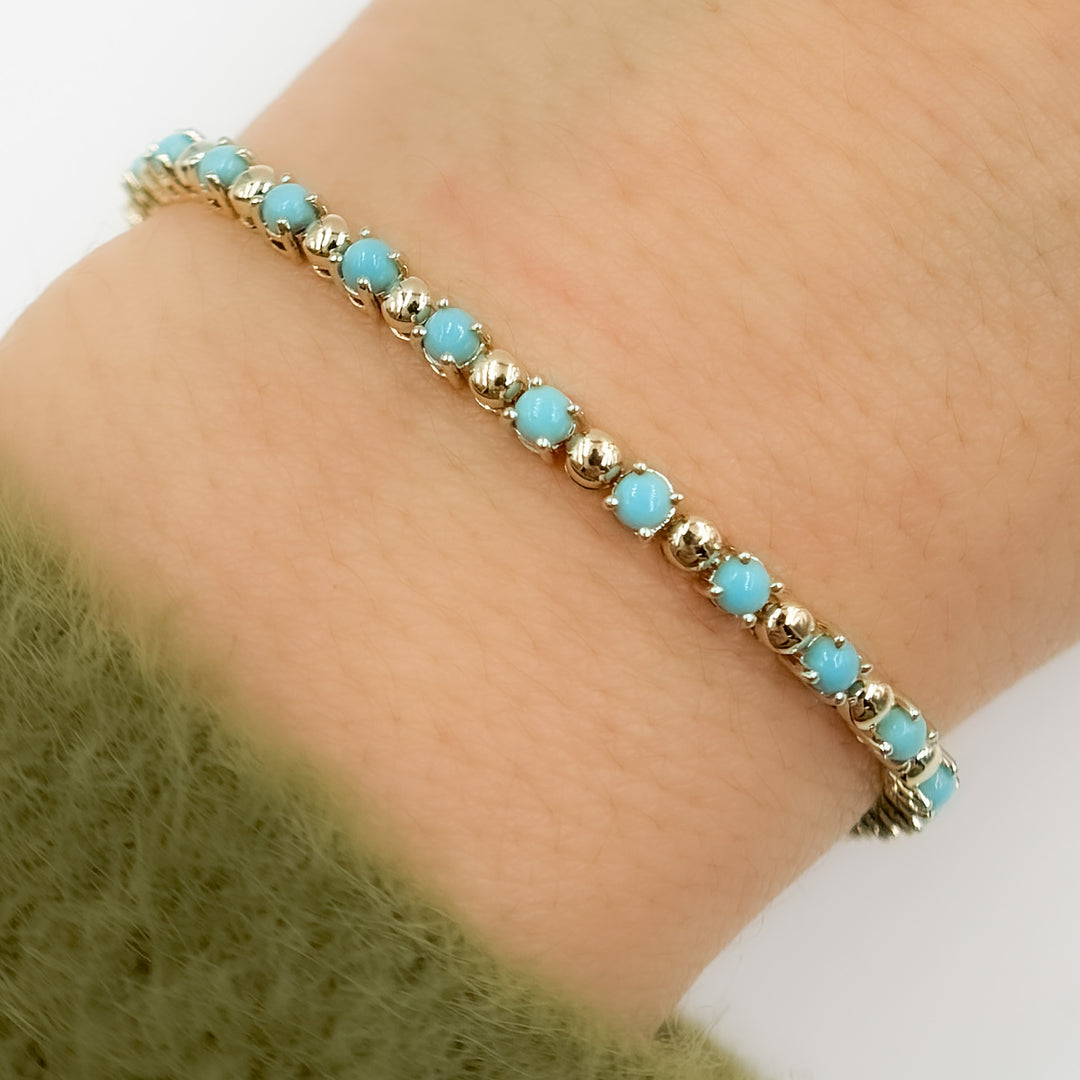 BFZ61262TQ. 14K Solid Gold Turquoise Bracelet