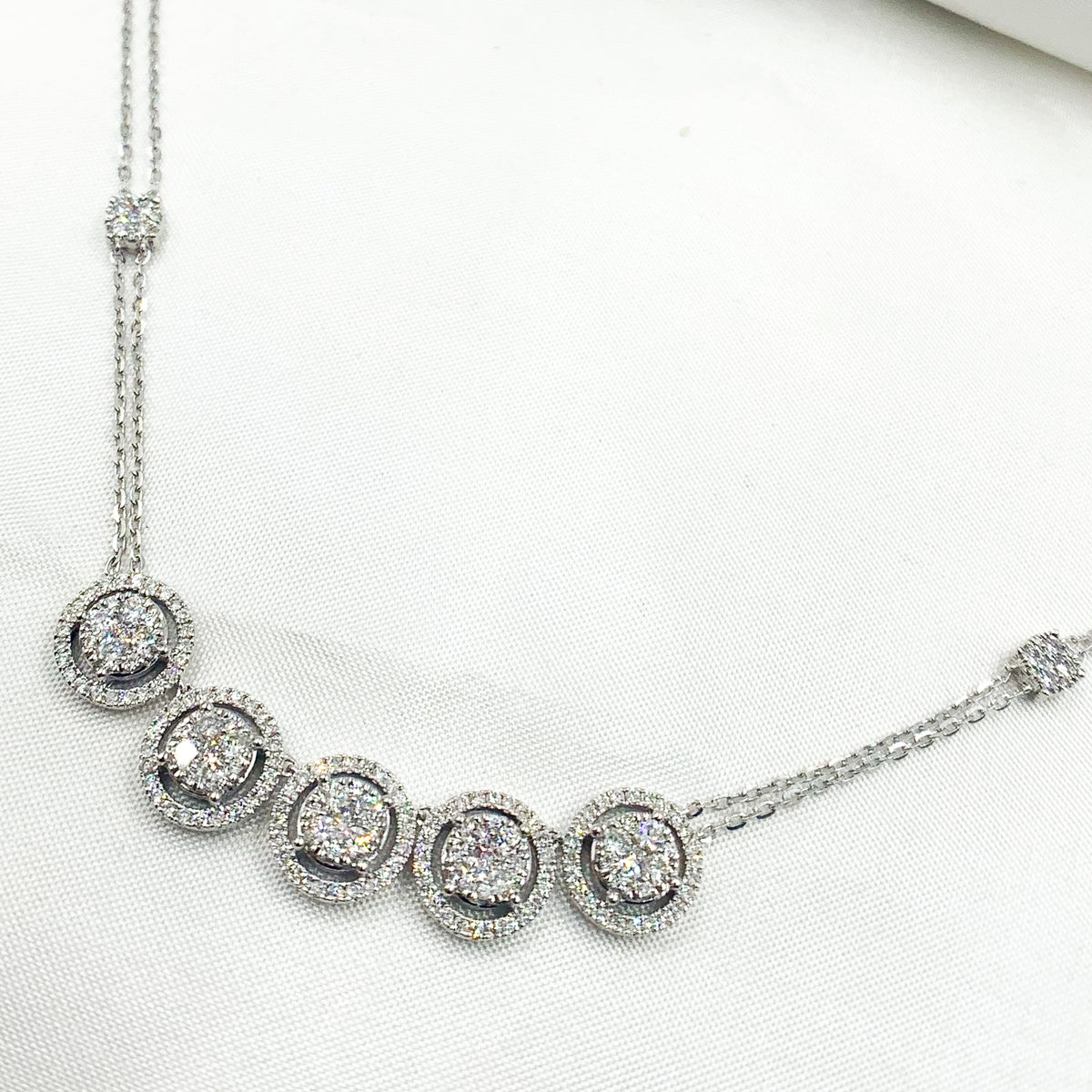 NK112603. 14K Solid White Gold Diamond Necklace