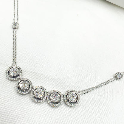 NK112603. 14K Solid White Gold Diamond Necklace