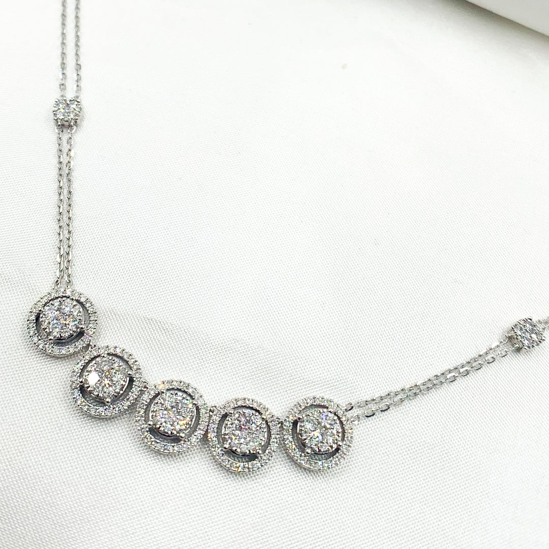 14K Solid White Gold Diamond Necklace. NK112603