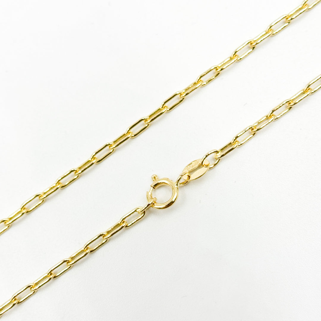 058FLCL218K. 18K Solid Yellow Gold Paperclip Link Chain