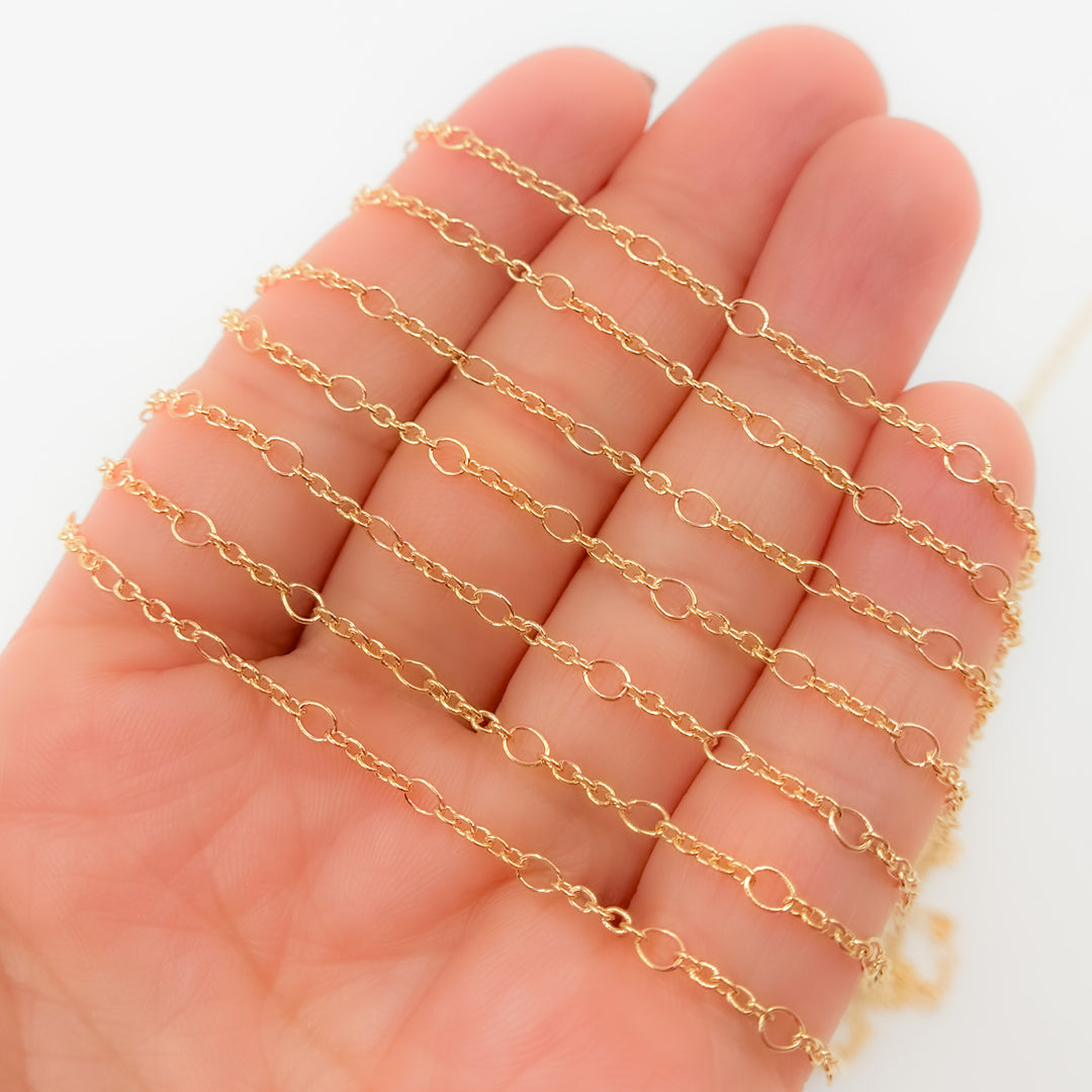 V303GF. 14K Gold Filled Long & Short Round Link Chain