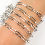 Load image into Gallery viewer, Black Rhodium Sterling Silver Diamond Cut Paperclip Chain