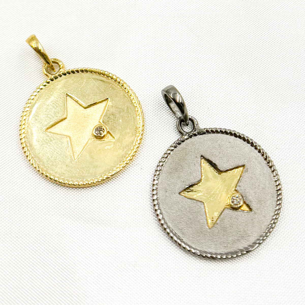 Diamond Sterling Silver Round Star Pendant