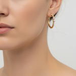 Load image into Gallery viewer, EHC57035. 14k Solid Gold Diamond Oval Hoops