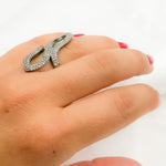 Load image into Gallery viewer, DR09. Diamond Black Rhodium Sterling Silver Organic Shape Ring
