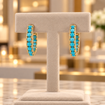 Load image into Gallery viewer, EHZ57733TQ. 14K Solid Gold Turquoise Hoops