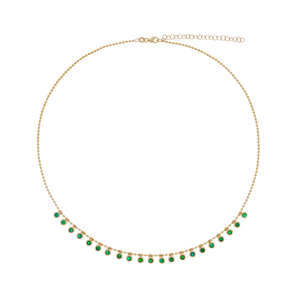 14K Solid Gold Ball Gemstone Necklace