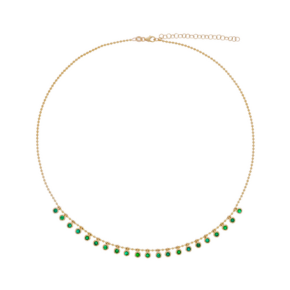 14K Solid Gold Ball Gemstone Necklace
