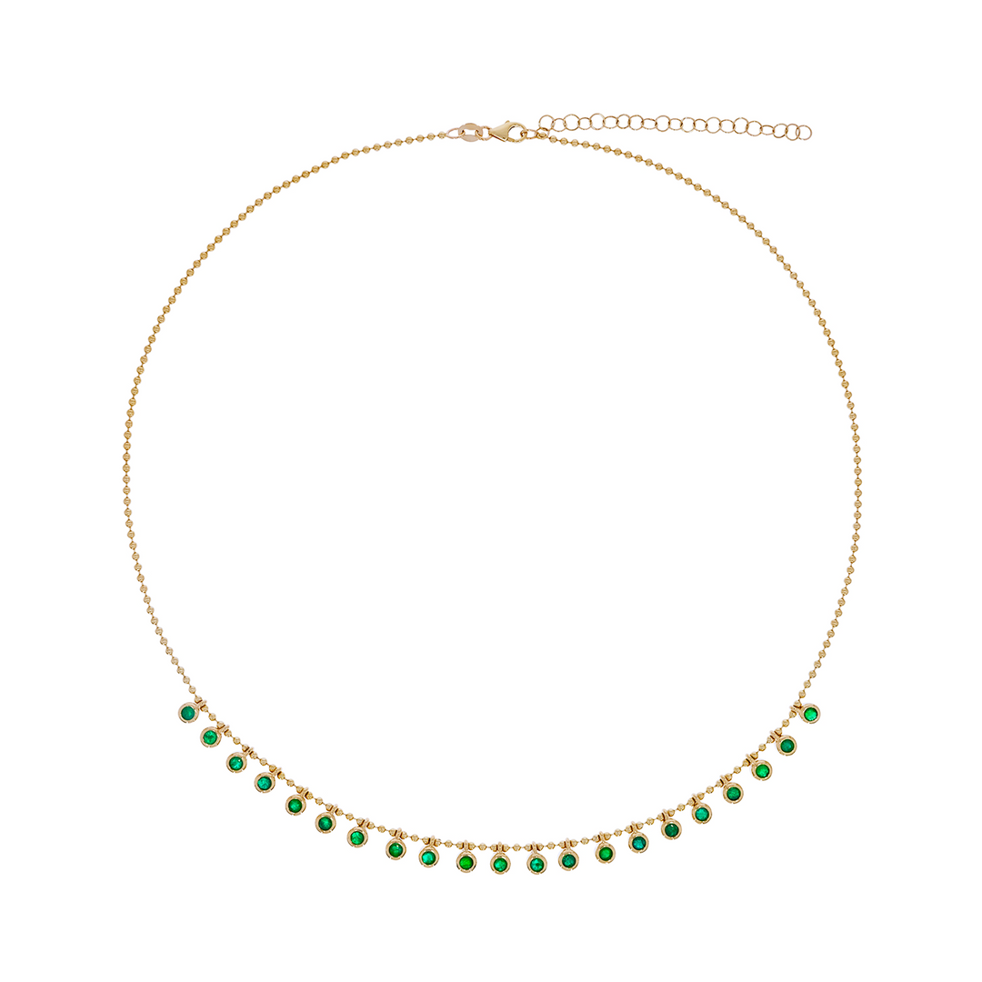 NFZ71947. 14K Solid Gold Ball Gemstone Necklace