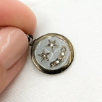 Load image into Gallery viewer, DC06A. Diamond Sterling Silver Round Star Smiley Enamel Charm
