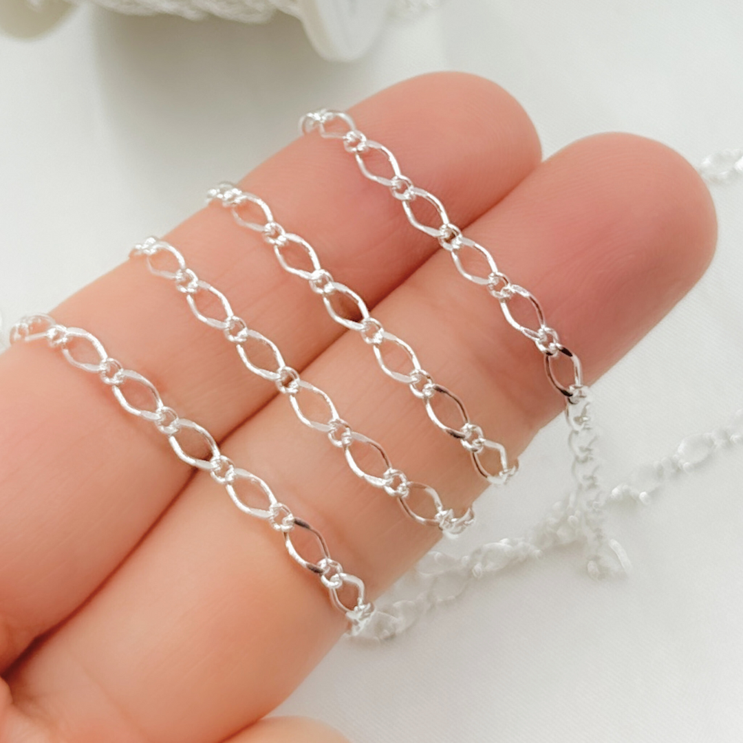 V230SS. 925 Sterling Silver Long & Short Link Chain.