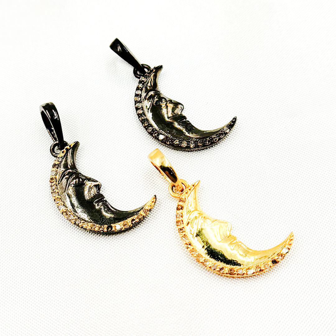 DP701. Diamond Sterling Silver Moon Pendant