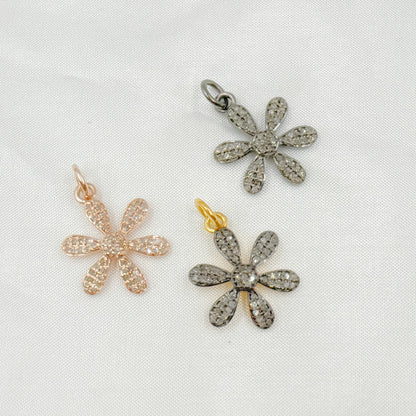 DC449. Diamond Sterling Silver Flower Pendant