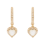 Load image into Gallery viewer, 14k Solid Gold Diamond and Gemstone Dangle Heart Hoop Earrings. EFF53038PL
