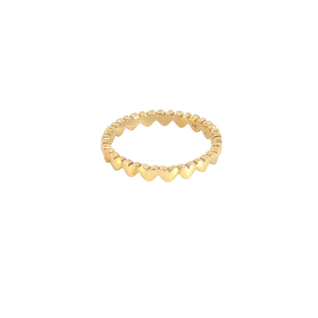 14k Solid Gold Hearts Band Ring. RFZ01544