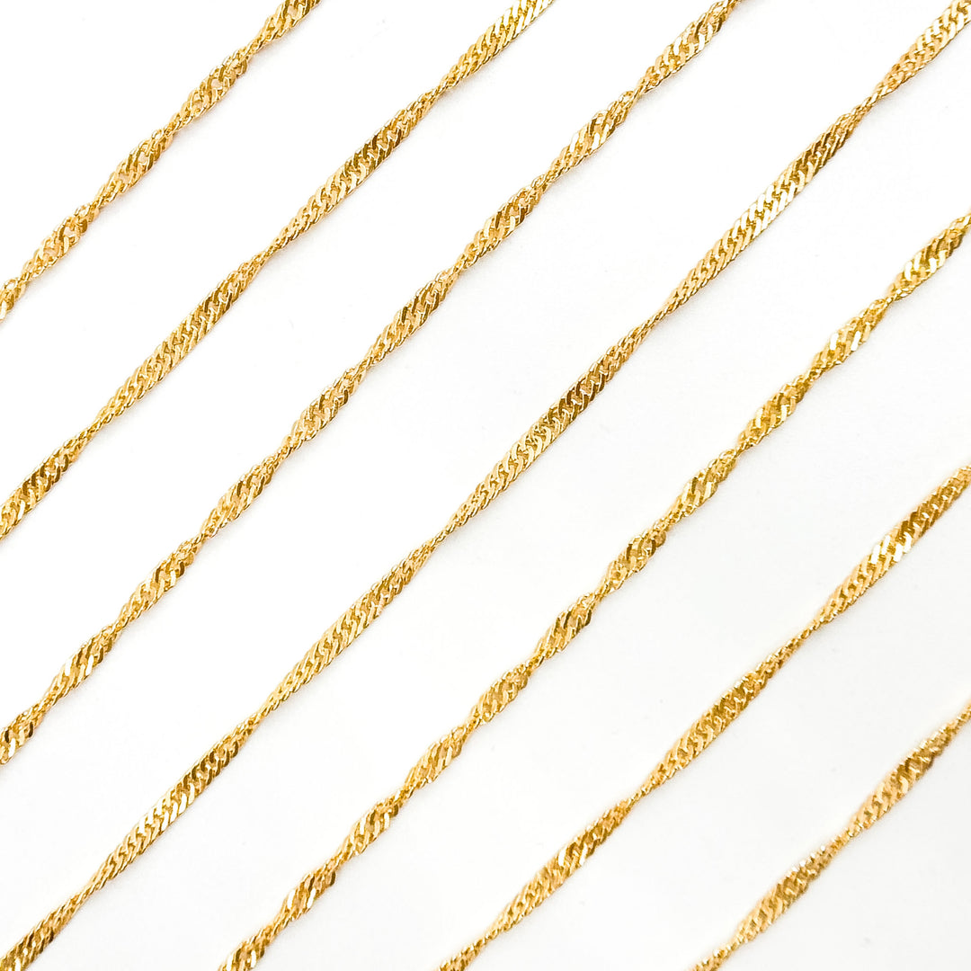 V317GF. 14K Gold Filled Twisted Singapore Unfinished Chain