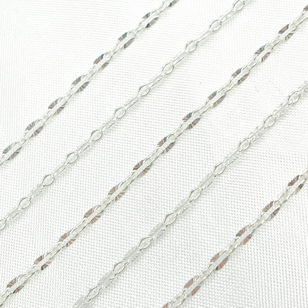 925 Sterling Silver Oval Diamond Cut Link Chain. X37SS