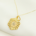 Load image into Gallery viewer, 14K Solid Gold Charm Hexagonal Pendant with Diamonds. GDP138
