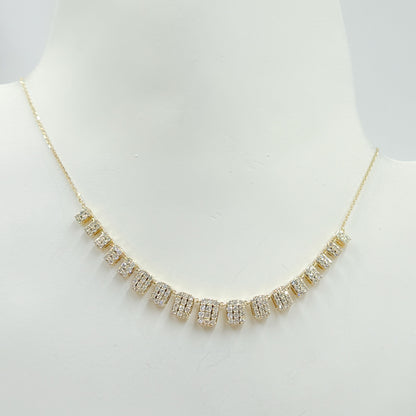 NK401351. 14K Solid Gold Diamond Rectangles Necklace