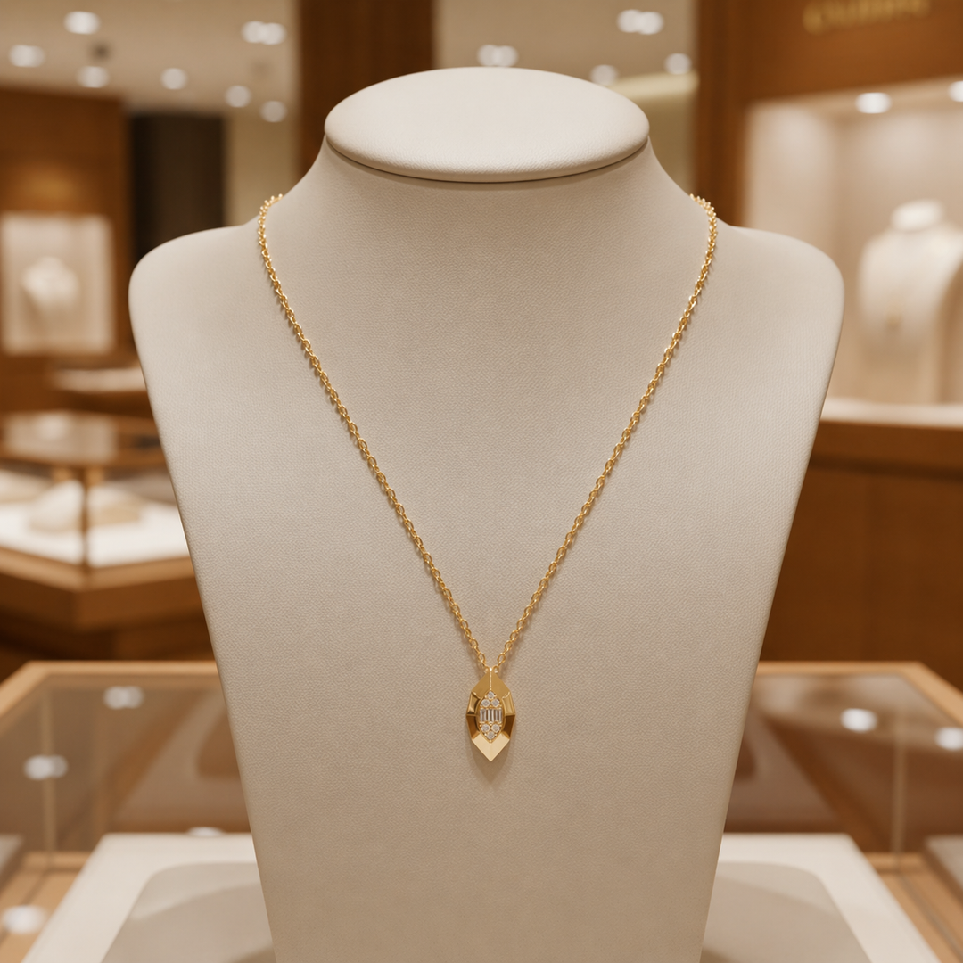DPE00405.14K Solid Gold Diamond Solitaire Pendant Necklace