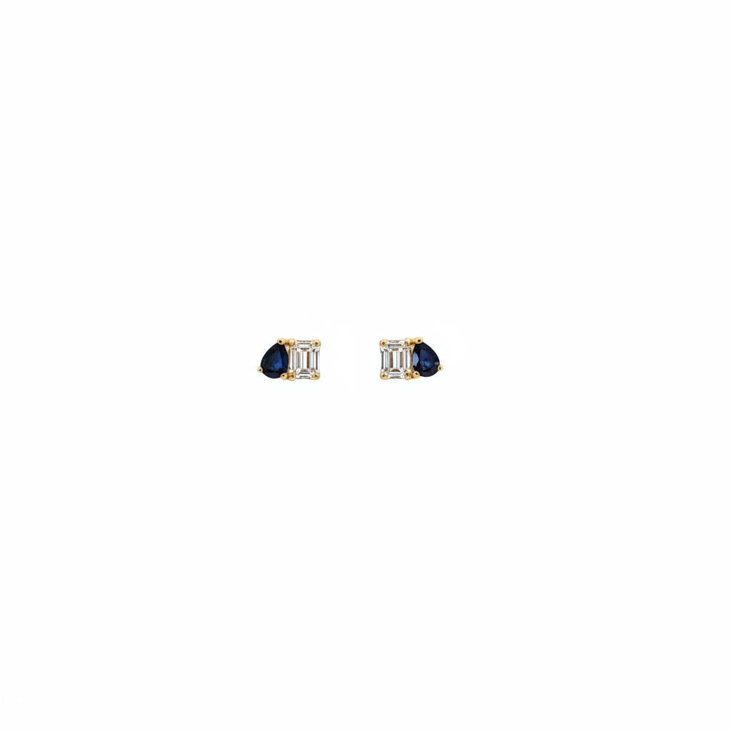 ER426237. 14k Solid Gold Diamond and Gemstone Fancy Stud Earrings