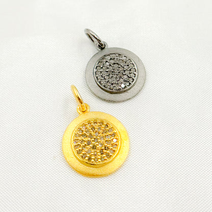 DC892. Diamond Sterling Silver Round Charm