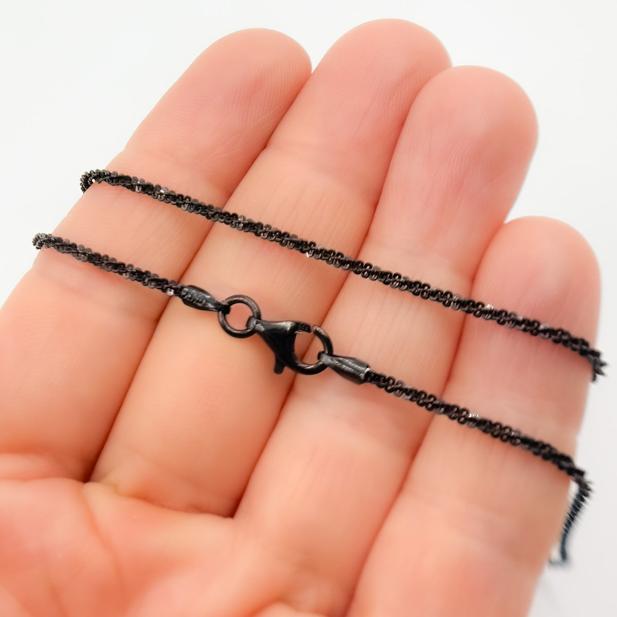Black Rhodium Sterling Silver Popcorn Finish Necklace