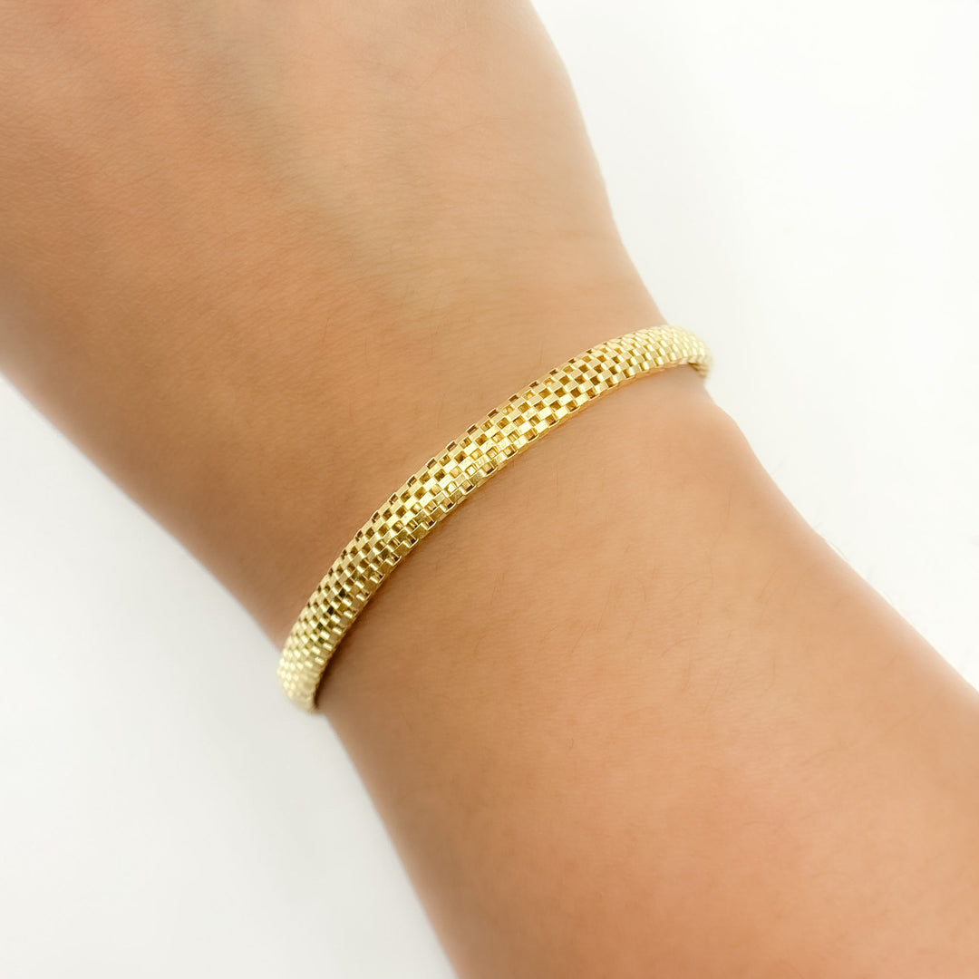 500J02TULIPANBR. 14K Solid Gold Bismark Puff Bracelet