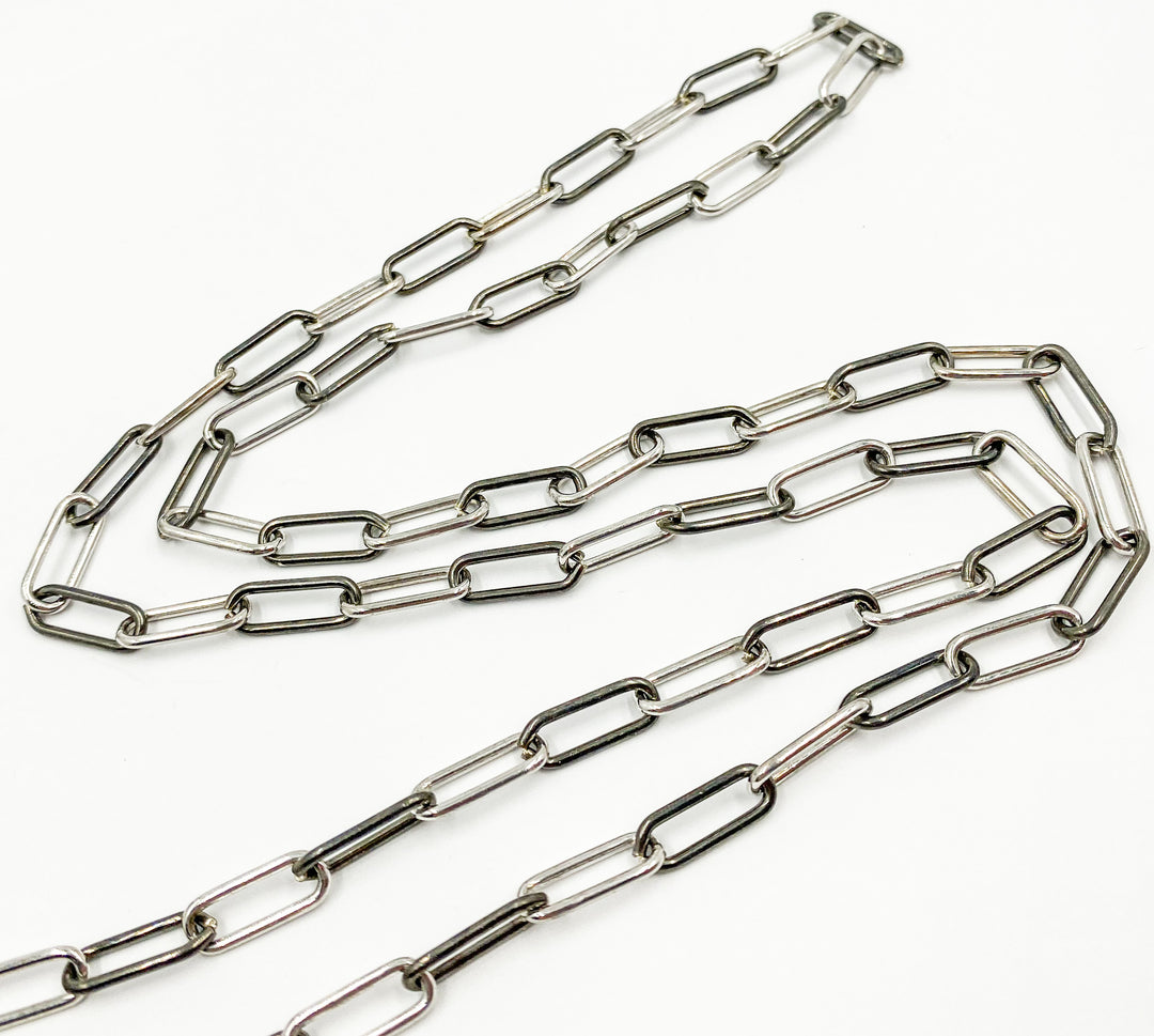 Black Rhodium 925 Sterling Silver Link Paperclip Chain. 170