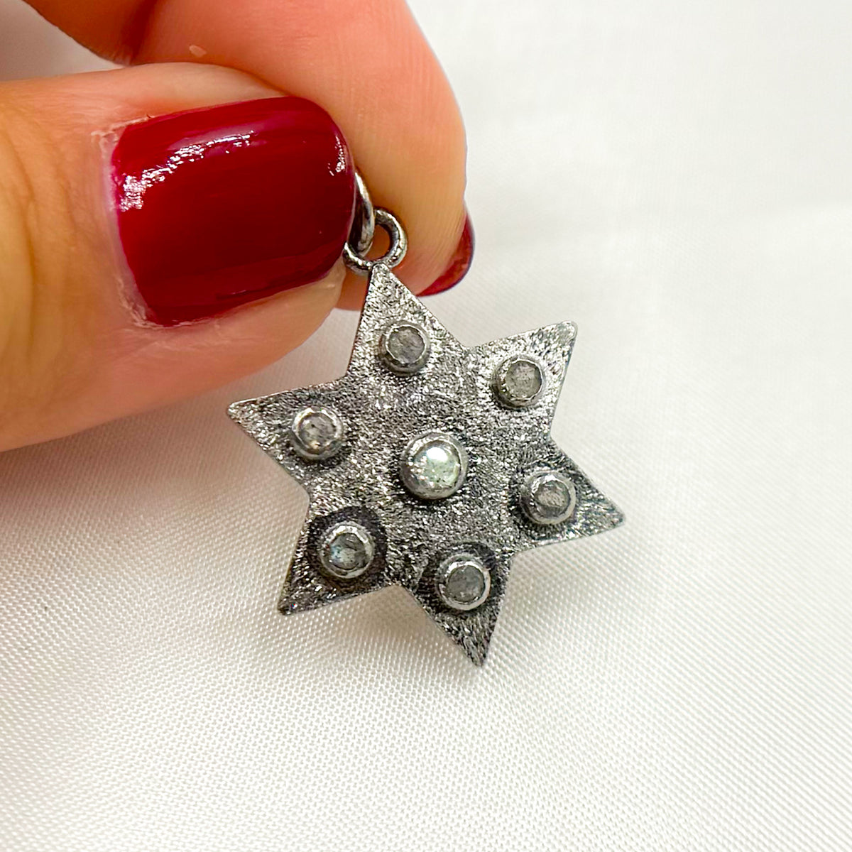 DSP072. Gemstone & Sterling Silver Star Pendant