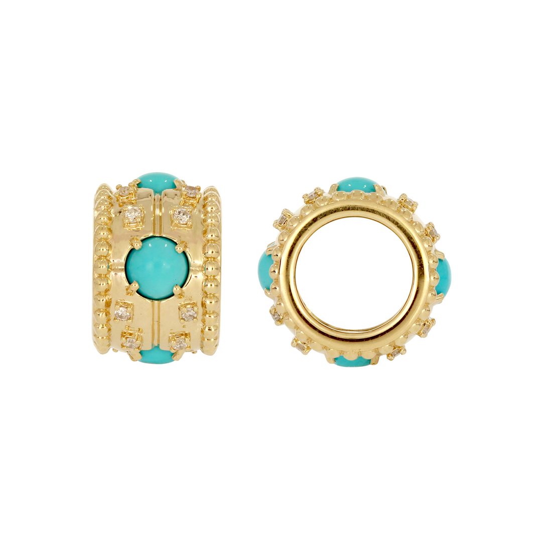CMA00242TQ. 14K Solid Gold Diamond and Turquoise Design Ring Charm