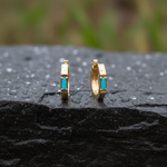 Load image into Gallery viewer, EHZ57587TQ. 14K Solid Gold Octagon Hoop Earrings with Turquoise