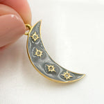 Load image into Gallery viewer, DP574A. Diamond Sterling Silver Moon Enamel Pendant
