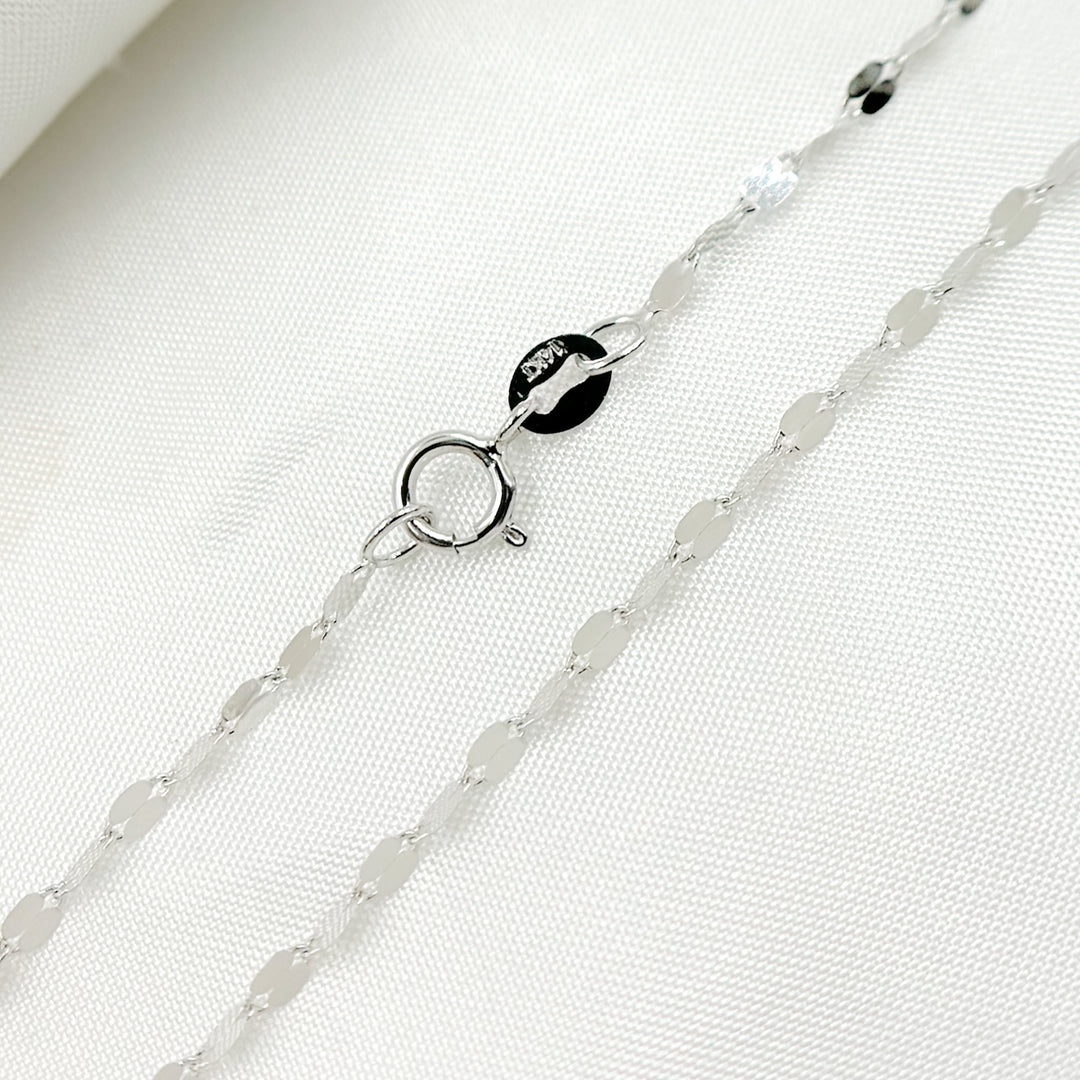 030FV10WG. 14K Solid White Gold Flat Marina Chain