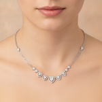 Load image into Gallery viewer, NK113052. 14K Solid White Gold Diamond Hearts Necklace