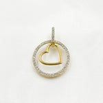 Load image into Gallery viewer, 14K Solid Gold  Diamond Circle Charm with Heart in the Center. EJP1496
