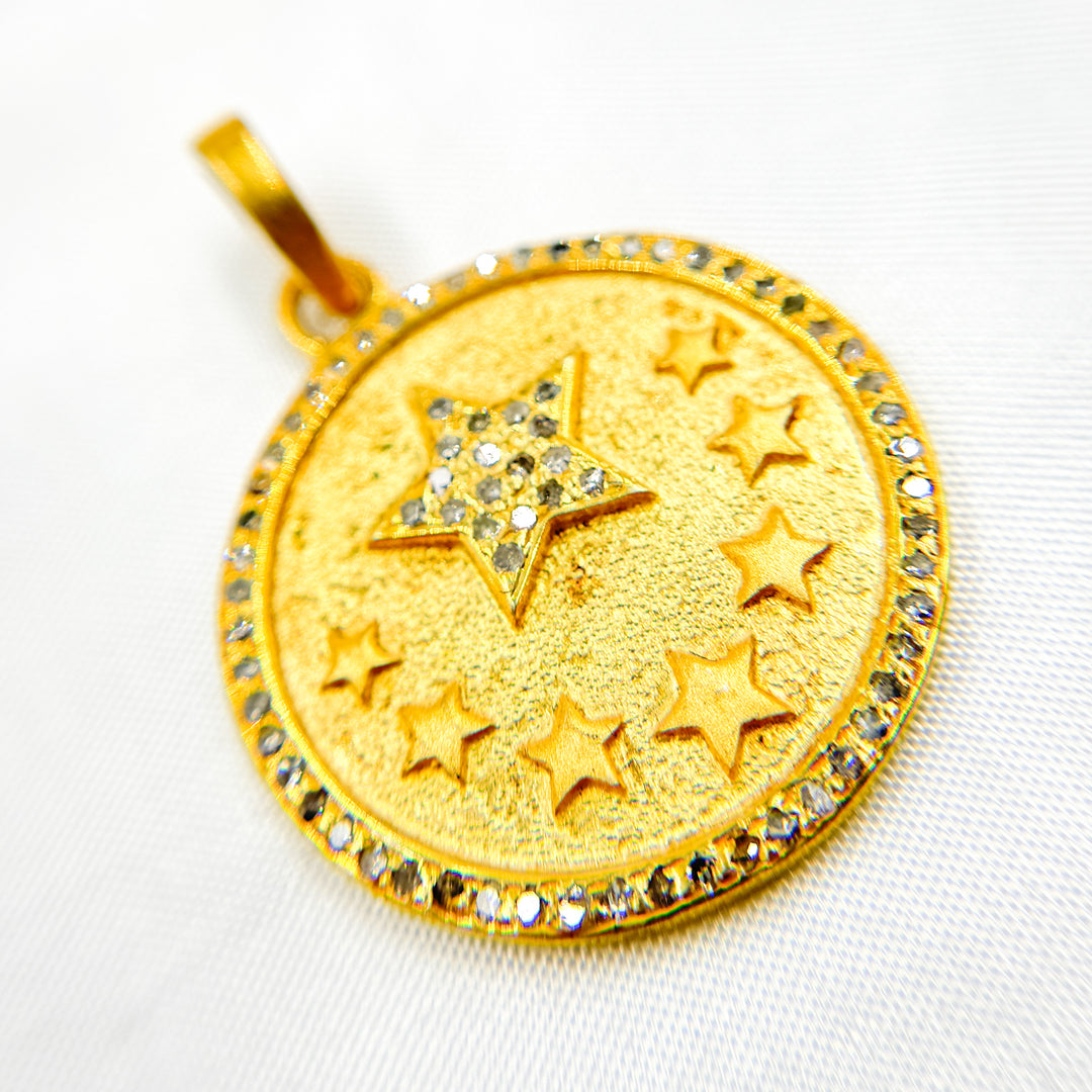 DP517. Diamond Sterling Silver Round Star Pendant