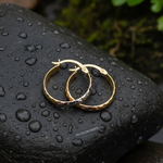 Load image into Gallery viewer, GER62. 14K Gold Diamond Cut Tri-Color Hoop Earrings