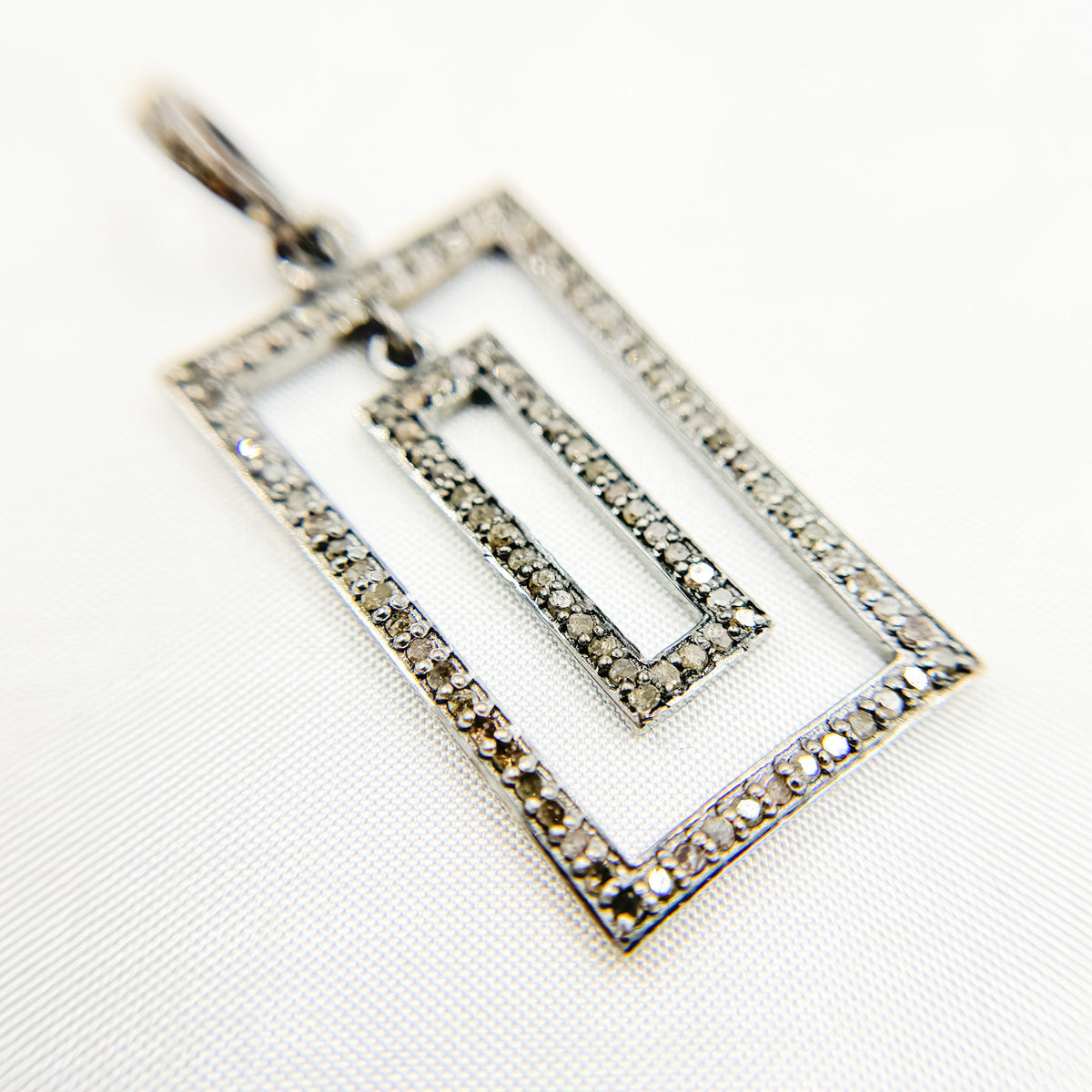 DP358. Diamond Sterling Silver Rectangle Pendant