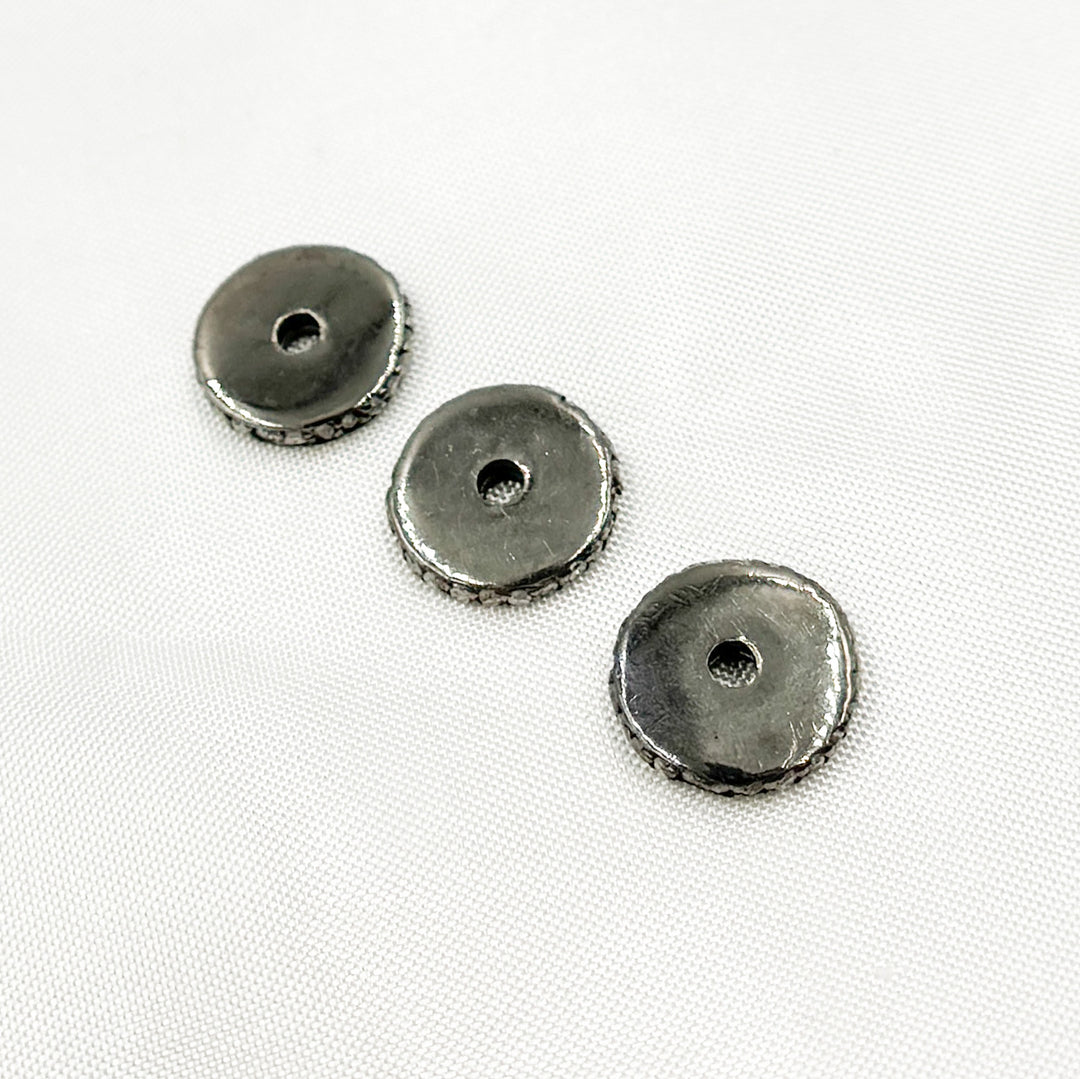 DC800. Diamond & Sterling Silver Coin Round Bead