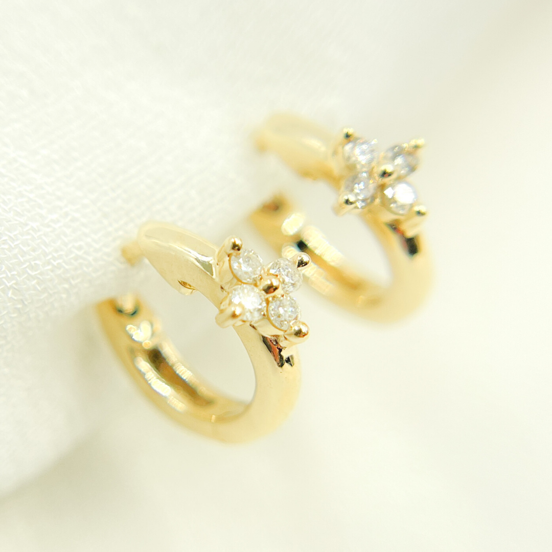 14K Yellow Gold Diamond Huggie Hoop Earrings. EHB56865