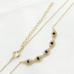 Load image into Gallery viewer, 14k Solid Gold Diamond and Blue Sapphire Eye Necklace. NFE70852BS
