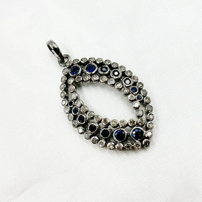 DSP041. Diamond Silver Gemstone Leaf Pendant
