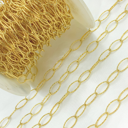 Gold Plated 925 Sterling Silver Hammered Oval Link Chains