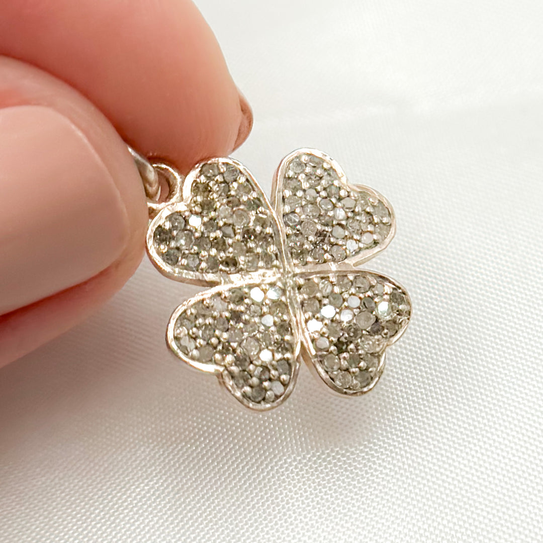 DC896. Diamond Sterling Silver Flower Charm