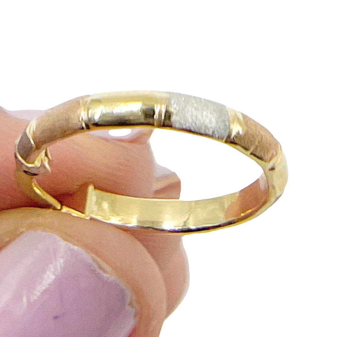 GER50. 14K Solid Tri-Tone Gold Earrings Circle Shape Hoop